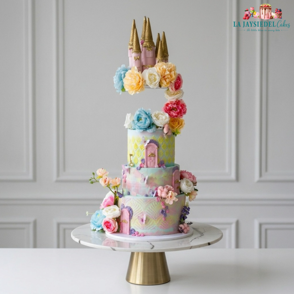 Pastel Castle Garden Cake (Disney Princess)