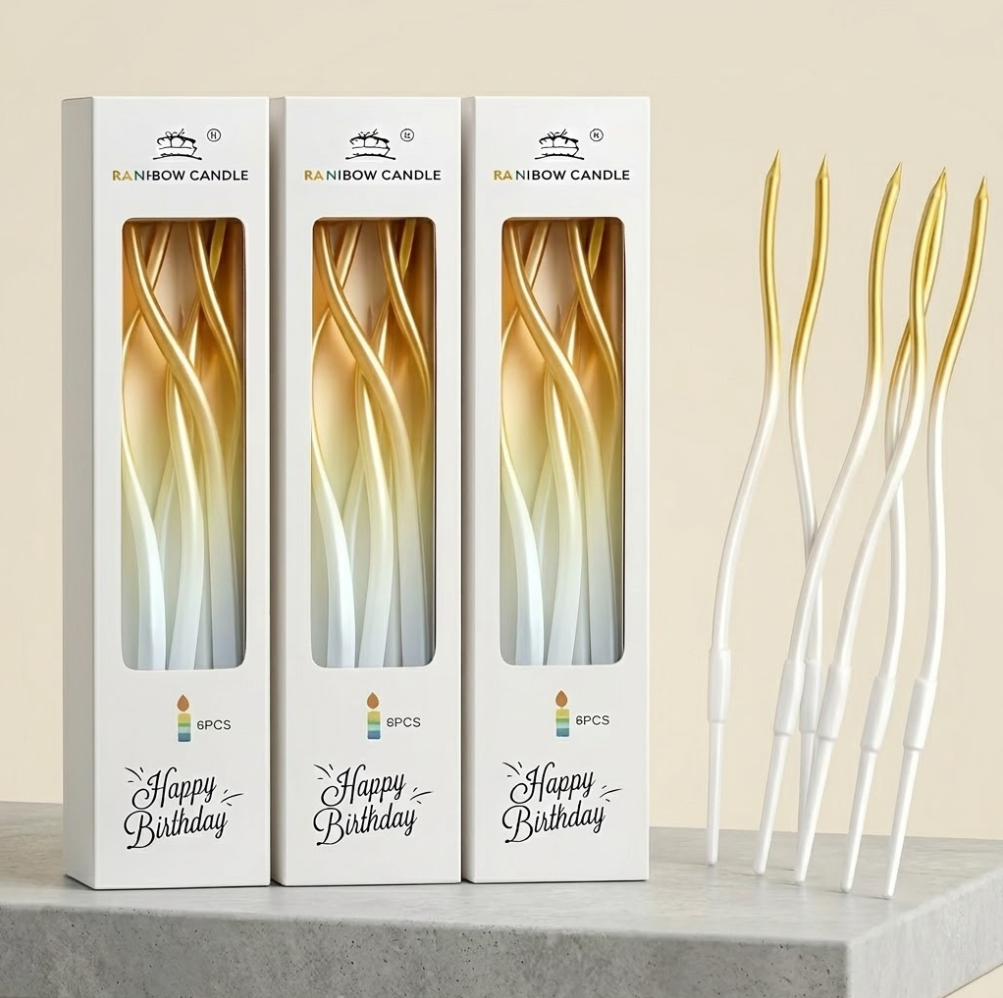 Curly Cake Candles (1 Box / 6 pcs)