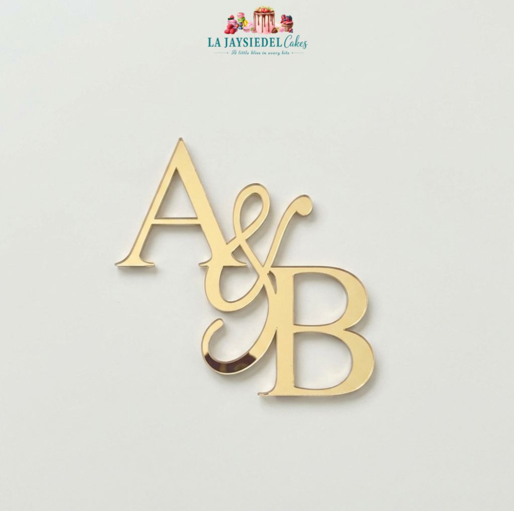 Personalized Gold Letter Wedding Cake Topper