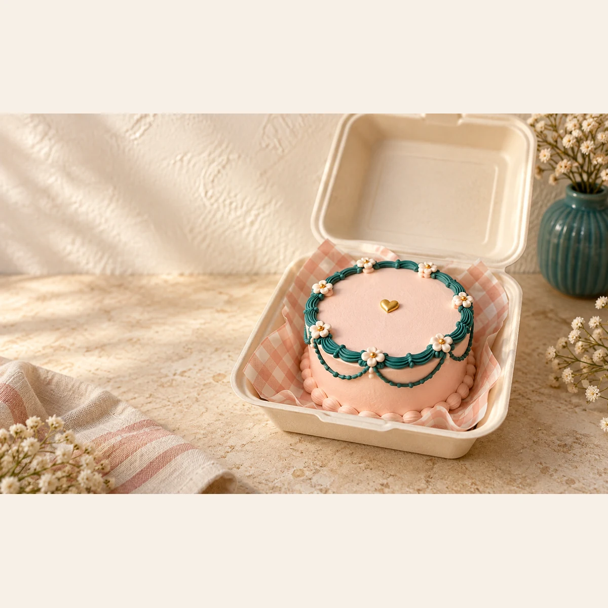Blush bento cake in a gift box