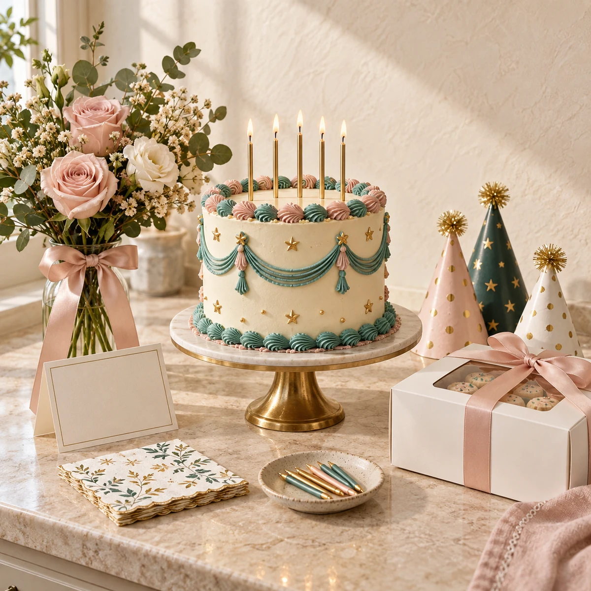Coordinated birthday cake celebration package