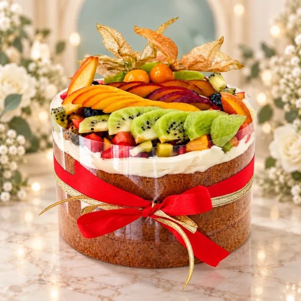 Existing fruit-topped celebration cake photo