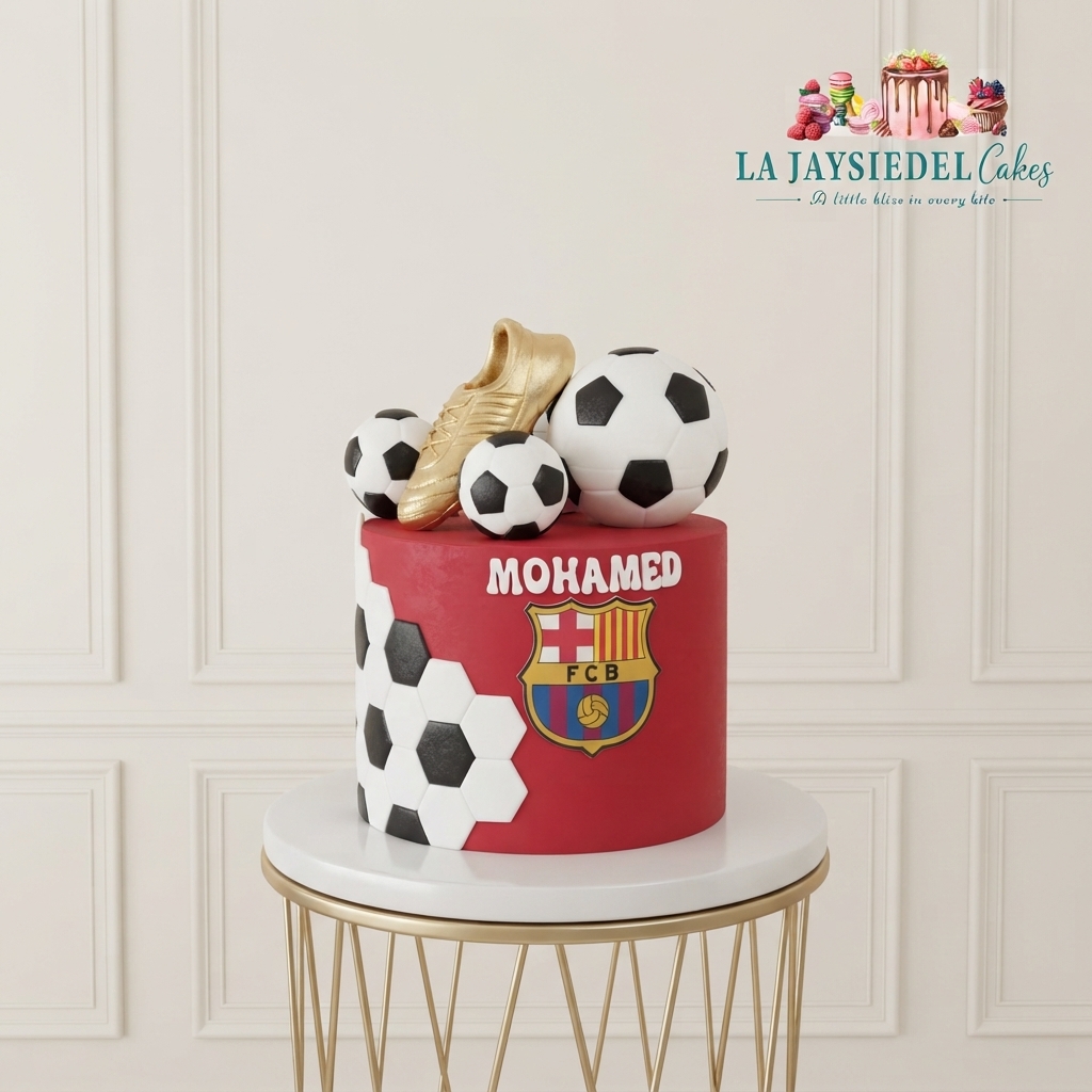 Golden Barça Football Cake